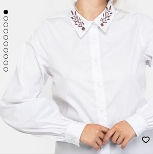Disturbia Cybele Embroidered White Button Up